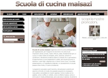 La homepage del nuovo sito di commercio elettronico della Scuola di cucina maisazi.