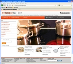 La home page di PentoleOnline, il sito che vende strumenti di cottura per cuochi ed appassionati di cucina.